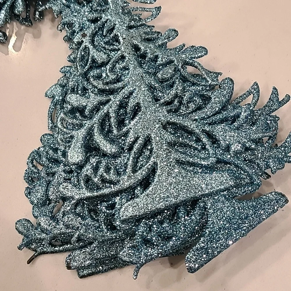 Pier 1 Imports Like New Turquoise Teal Glitter Trees